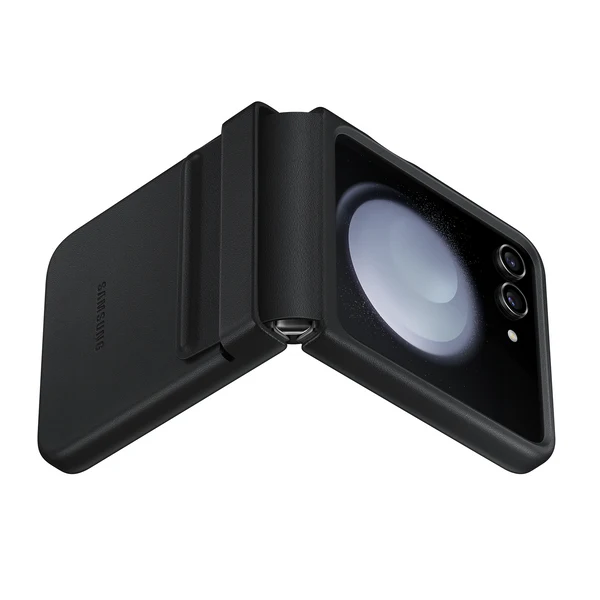 Samsung Galaxy Z Flip 6 Slim Leather Case Soft Inside with Hinge Protection - Black