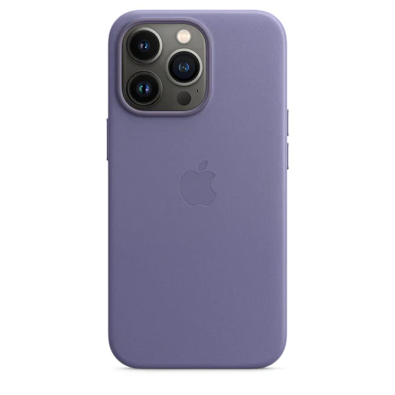 iPhone 14 Pro Leather Case with Camera Protection - Wistaria / California Poppy