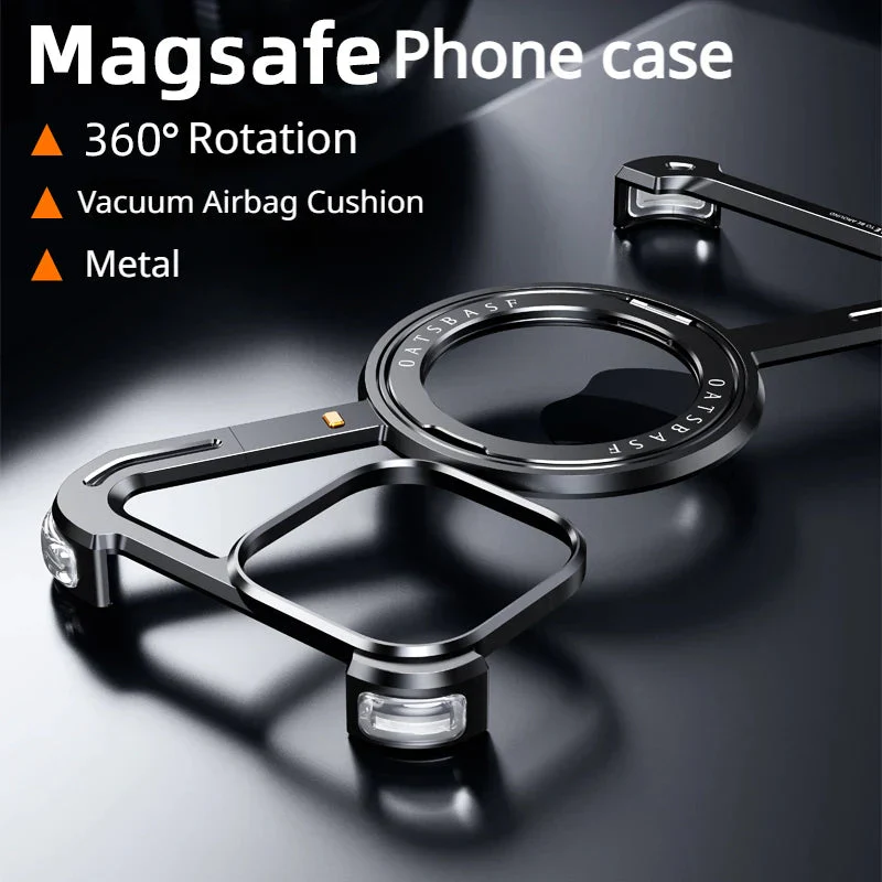 iPhone 15 Premium Metal Z Shape frame Less Case Magnetic Ring with Magsafe - Titanium