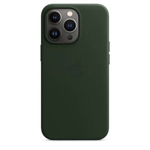 iPhone 14 Pro Leather Case with Camera Protection - Sequoia Green / Batalic Blue