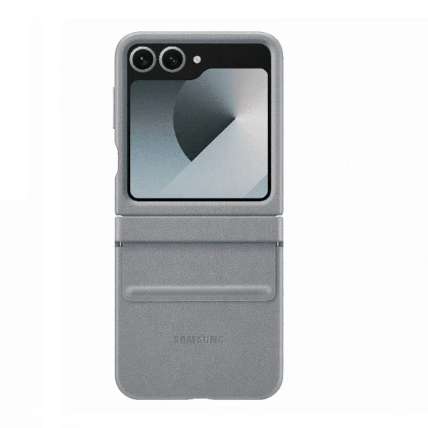 Samsung Galaxy Z Flip 6 Slim Leather Case Soft Inside with Hinge Protection - Grey