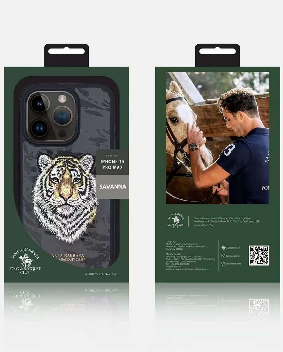 iPhone 15 Pro Max Santa Barbara Snow Leopard Embroidery Case Cover - Tiger / Wolf