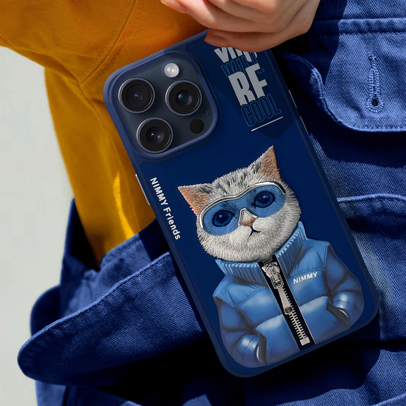 iPhone 14 Pro Max Nimmy Cool & Cute 3D Embroidery Winter Jacket Series with Chain