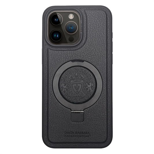 iPhone 15 Pro Primo Series Genuine Santa Barbara Leather Case- Black