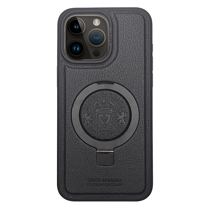 iPhone 15 Primo Series Genuine Santa Barbara Leather Case- Black