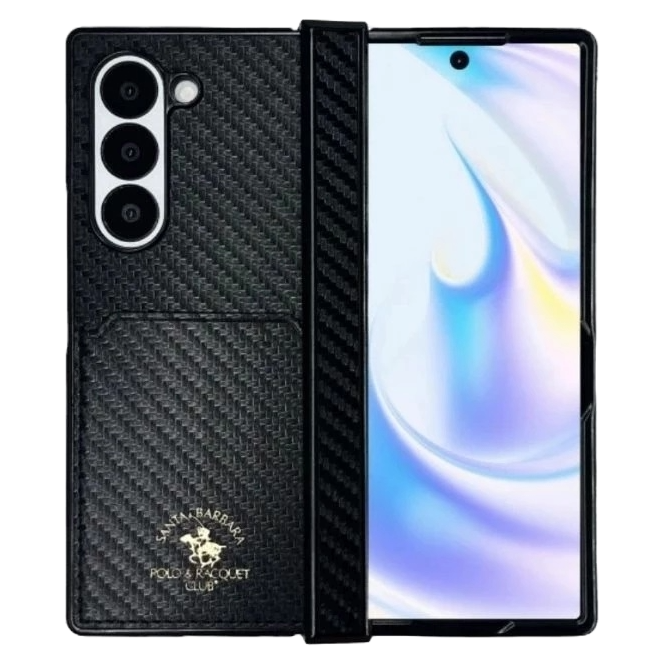 Samsung Galaxy Z Fold 6 Original Santa Barbara Kent Series Leather Case with Hinge Protection - Black