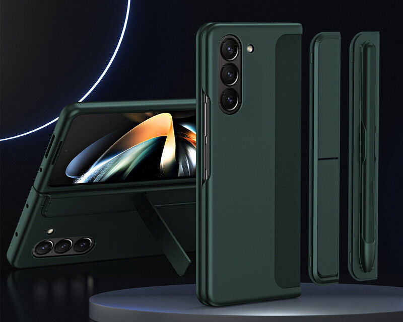 Samsung Galaxy Z Fold 5 Shockproof S Pen Stand Cover-Green