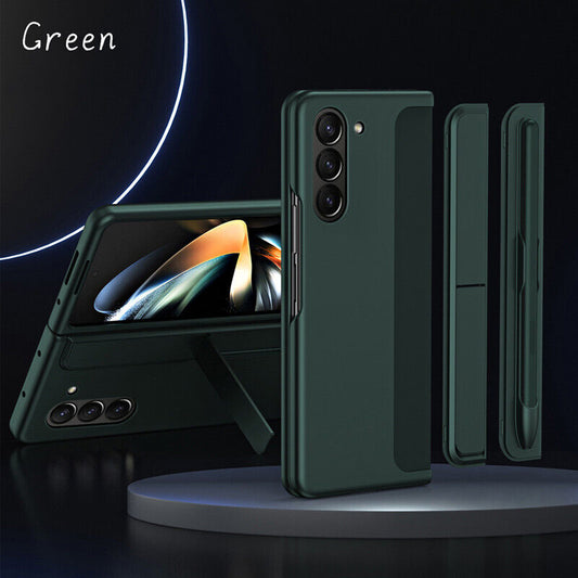 Samsung Galaxy Z Fold 5 Shockproof S Pen Stand Cover-Green