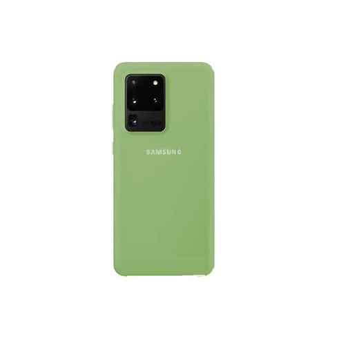 Samsung Galaxy S20 Ultra Silicon Case Liquid Silicon Inner Fabric with Logo-Green