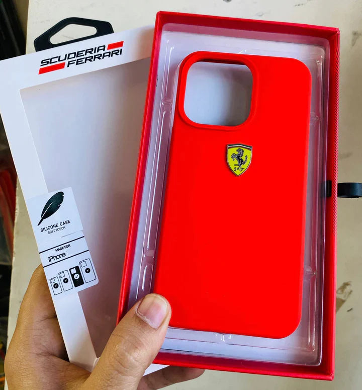 iPhone 14 Pro Max Ferrari Sports Car Logo Silicone Case Cover