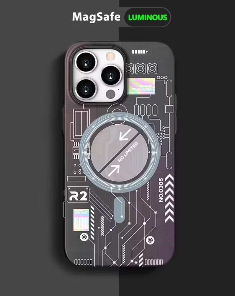 iPhone 14 Pro Night Glow Case Futuristic Tech Design