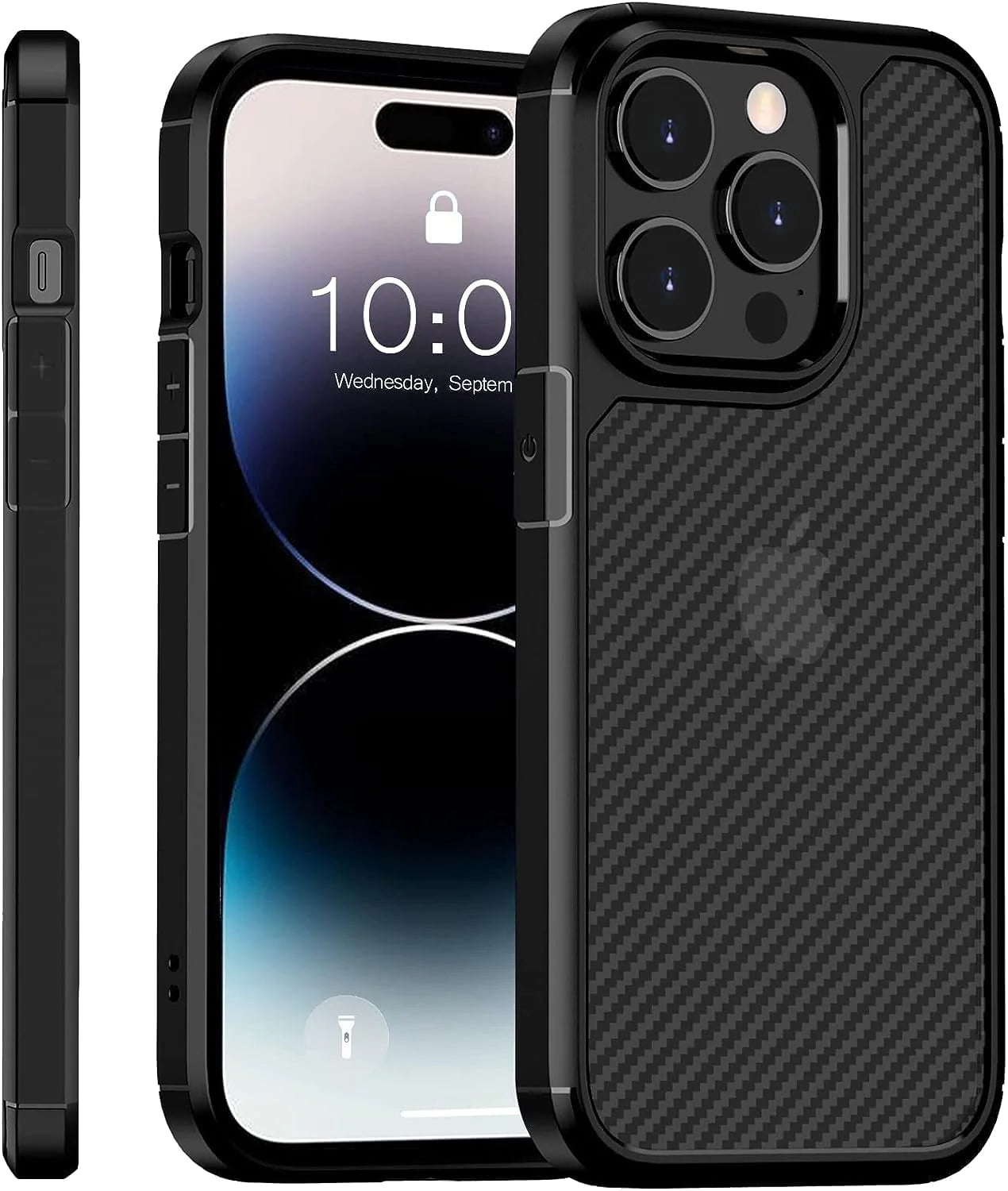 iPhone 15 Pro Max Carbon Fiber Texture Translucent Shockproof Case