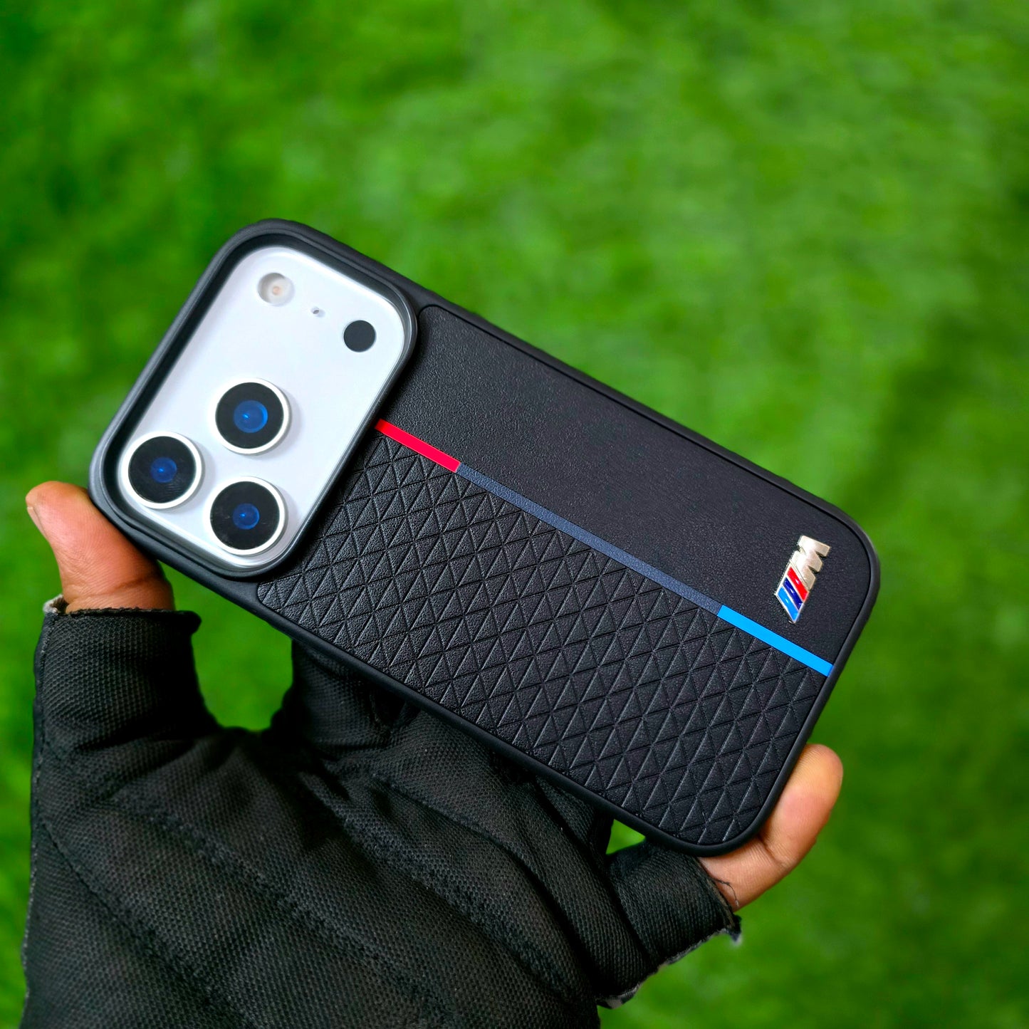 iPhone 17 Pro Max BMW Case, BMW M Sport Performance Series Leather Back cover - Black