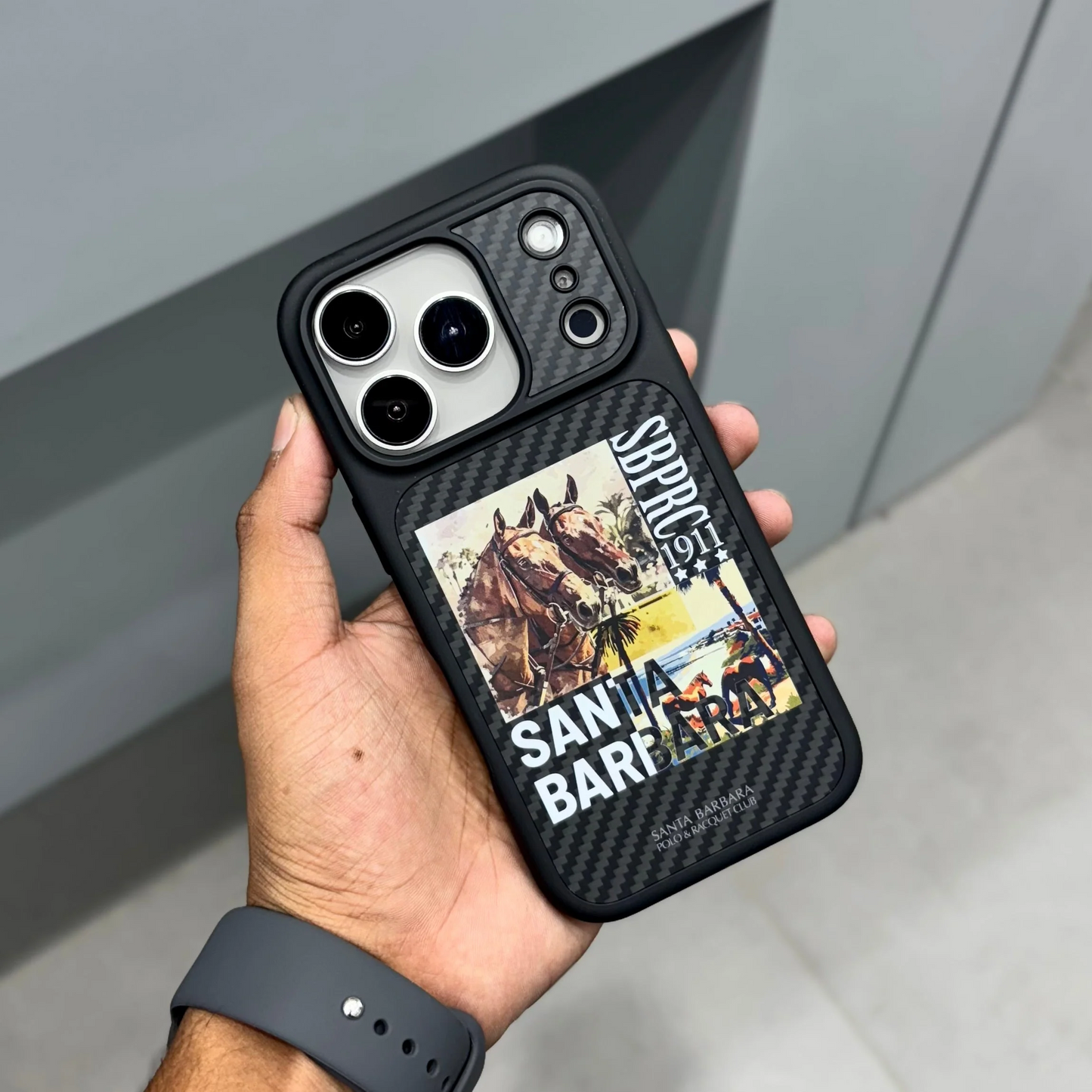 iPhone 17 Pro Max Carbon Fiber Original Santa Barbara Polo Club Elvish Series Back Cover - Race Course