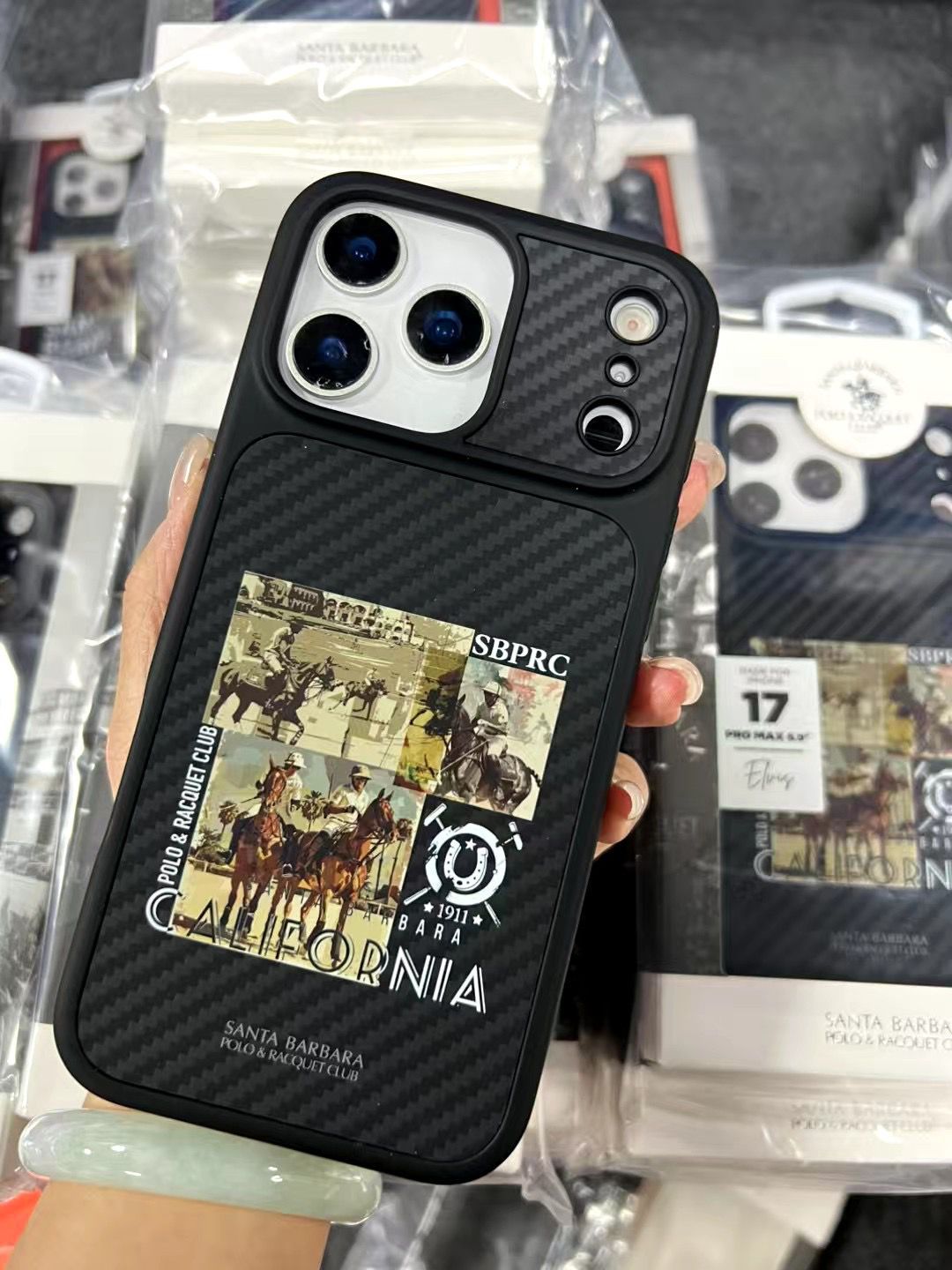 iPhone 17 Pro Max Carbon Fiber Original Santa Barbara Polo Club Elvish Series Back Cover - California