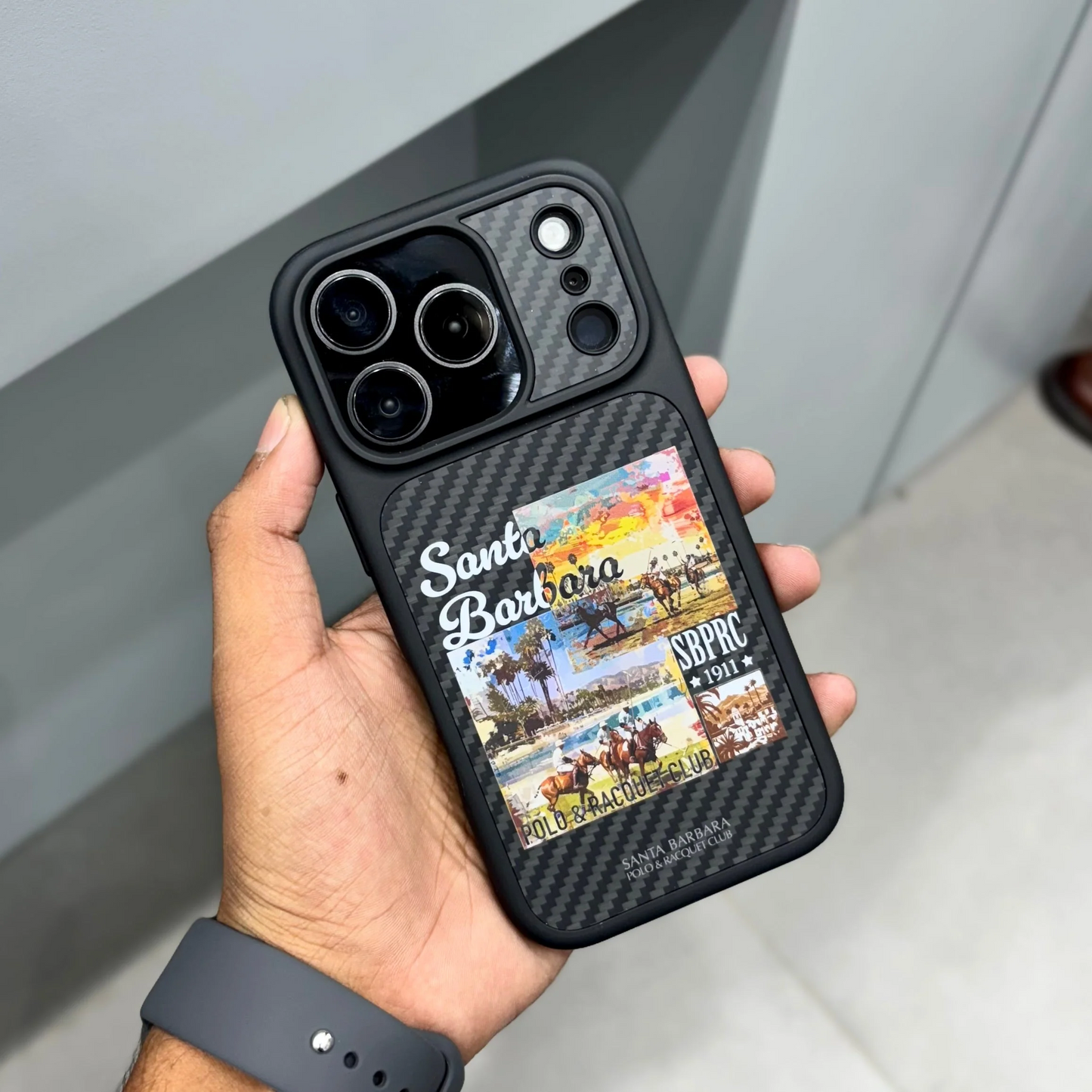 iPhone 17 Pro Max Carbon Fiber Original Santa Barbara Polo Club Elvish Series Back Cover - Polo Club
