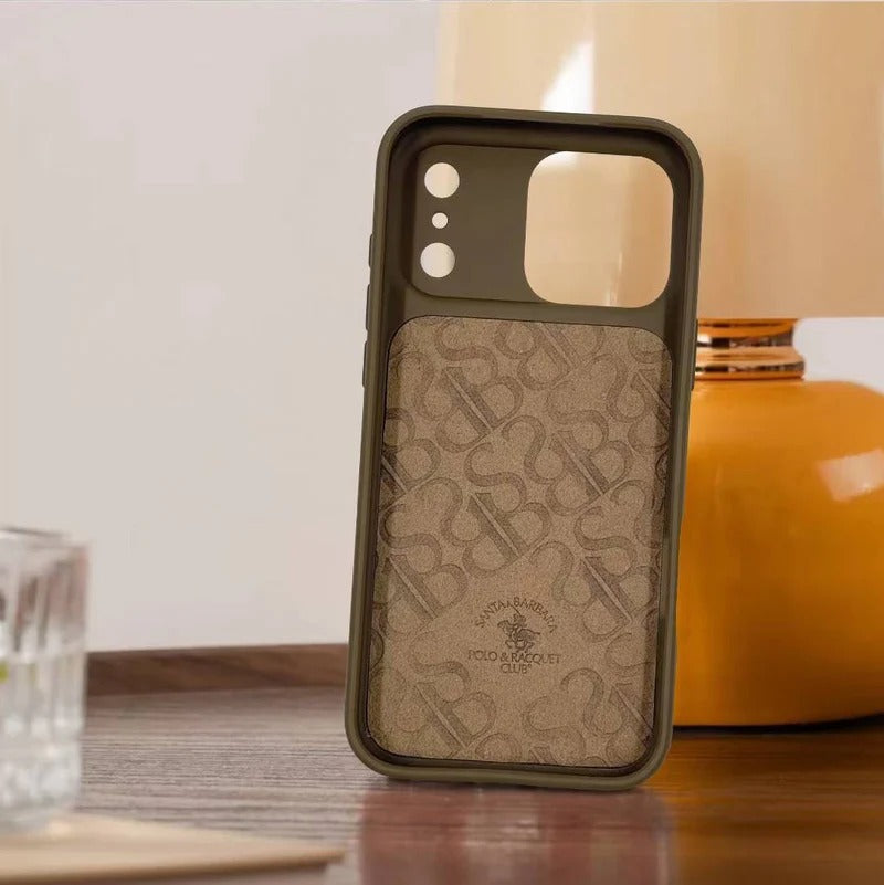 iPhone 17 Pro Max Genuine Leather Original Santa Barbara Polo Club Cedric Series Back Cover - Brown