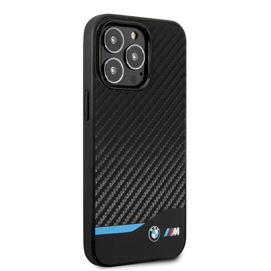 iPhone 15 Pro Max BMW Case, Sports Car BMW M Performance Logo Carbon Texture Back cover - Black