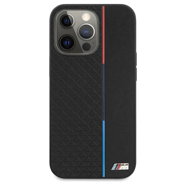 iPhone 15 Pro Max BMW Case, Sports Car BMW M Performance Logo Leather Back cover