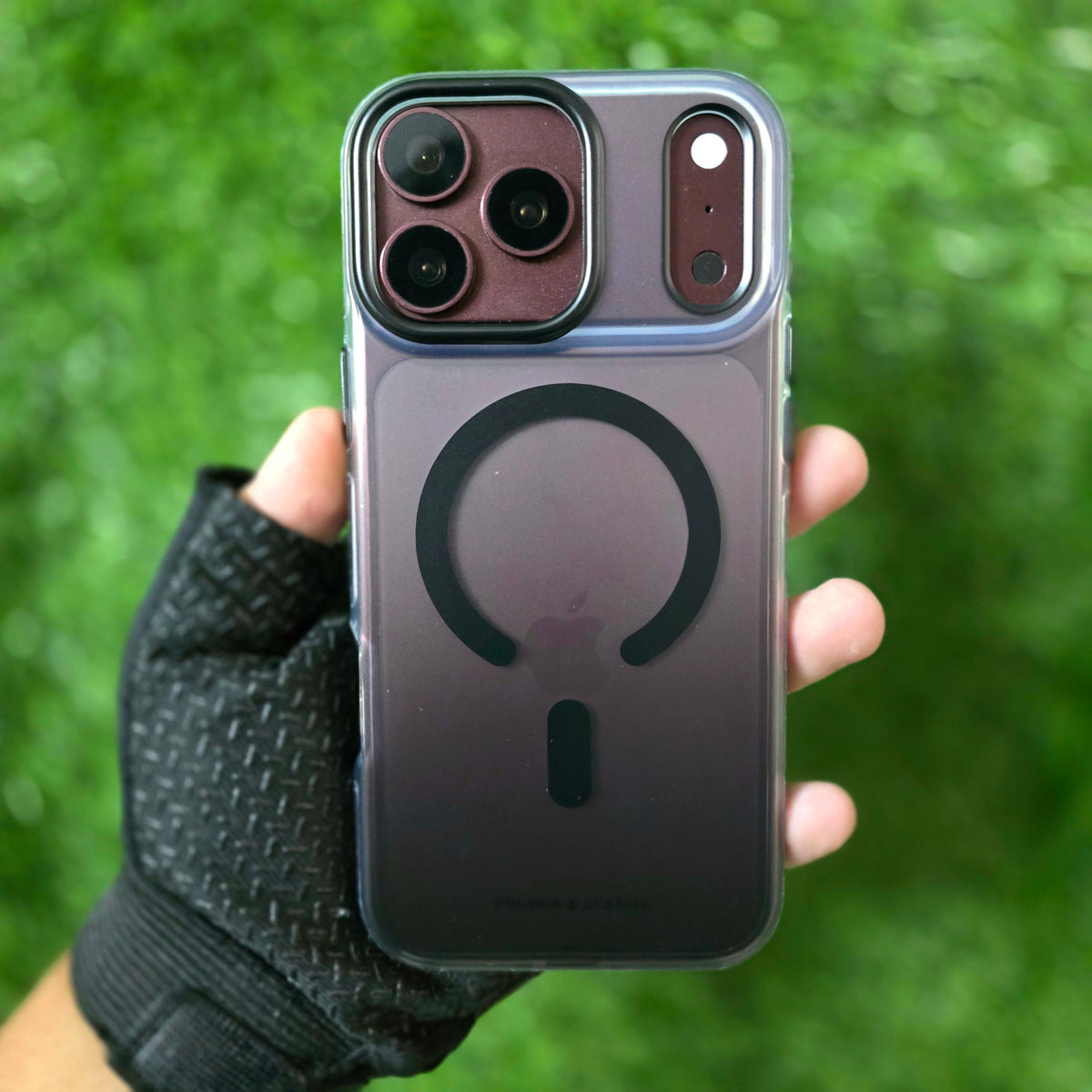 iPhone 18 Pro Max Shockproof Heavy Duty Matte Finish Semi-Transparent 'Augus' Series Case with Magsafe - Wine Black