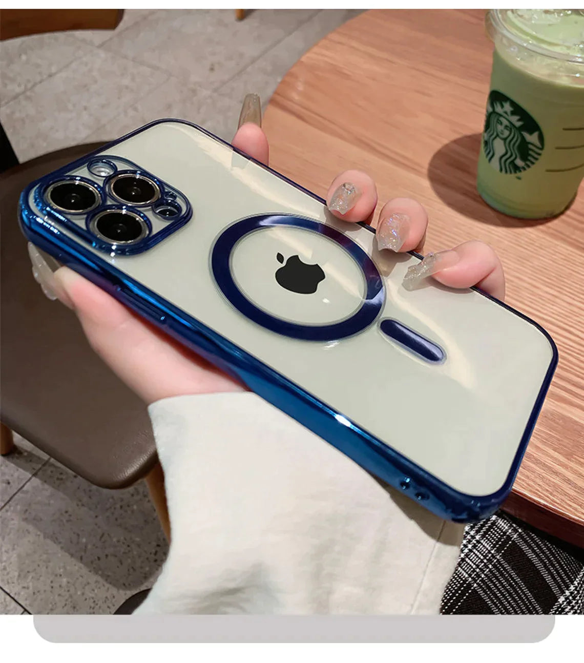iPhone 15 Pro Electroplating MagSafe Case with Camera Protection- Blue