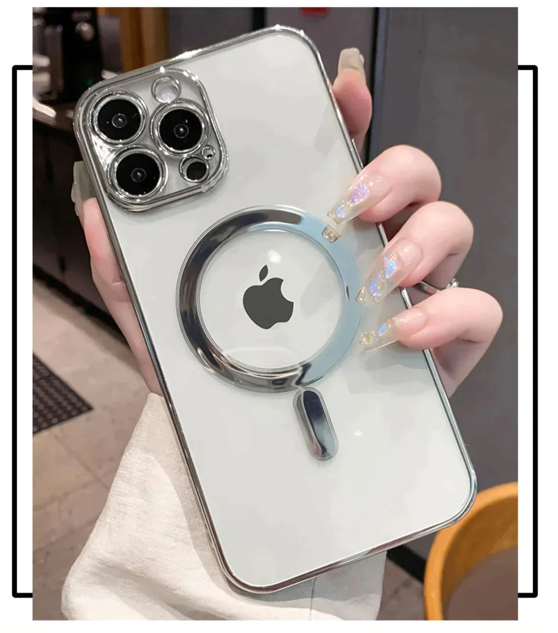 iPhone 14 Pro Electroplating MagSafe Case with Camera Protection- Silver