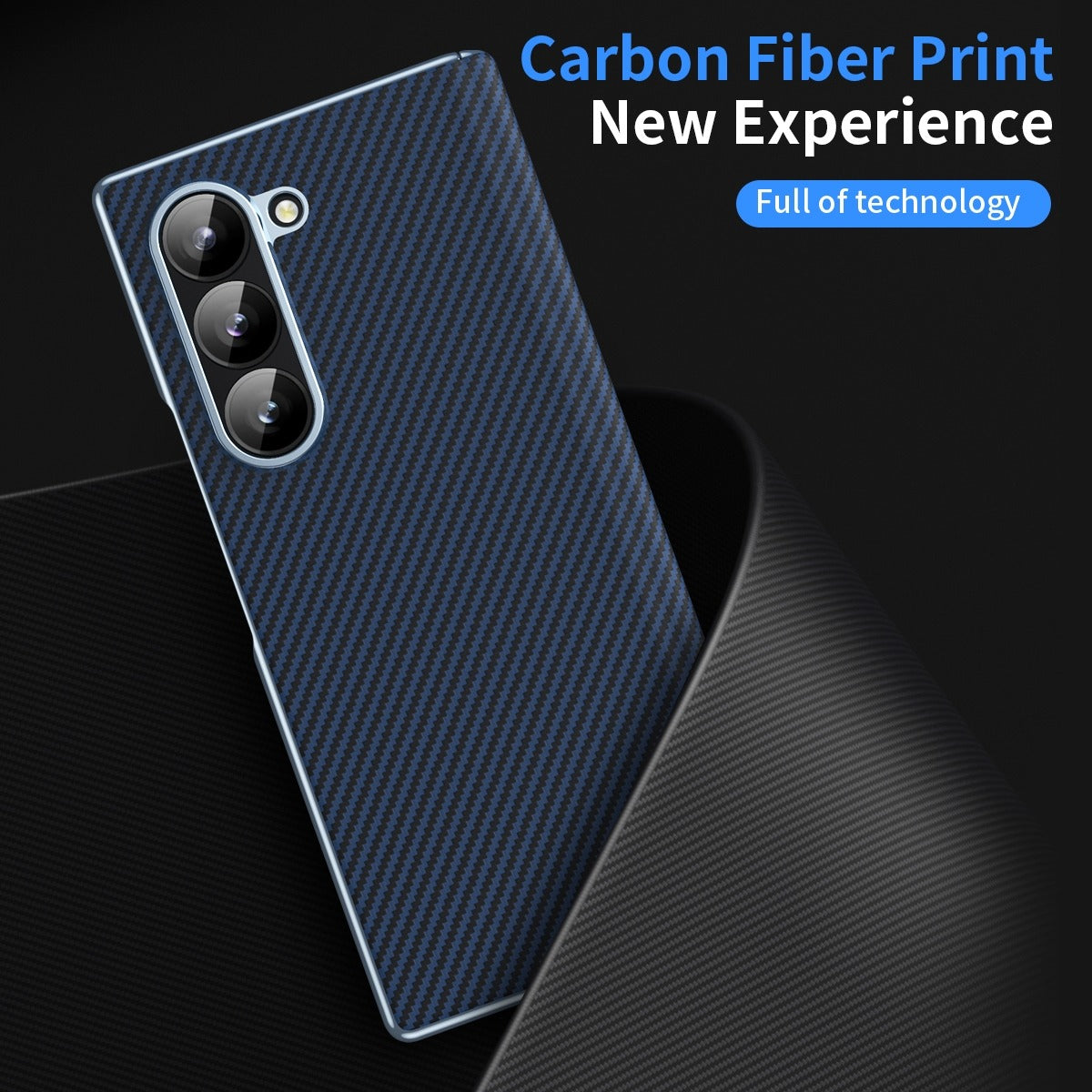 Samsung Galaxy Z Fold7 Carbon Case with Hinge Protection & inbuilt Front Glass - Blue