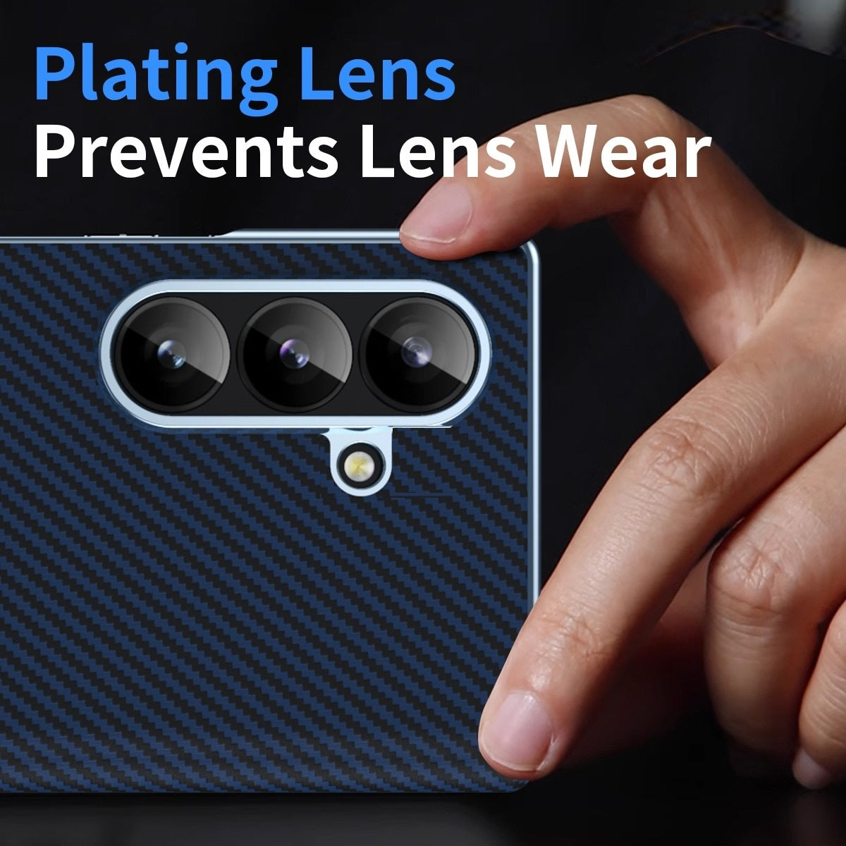 Samsung Galaxy Z Fold7 Carbon Case with Hinge Protection & inbuilt Front Glass - Blue