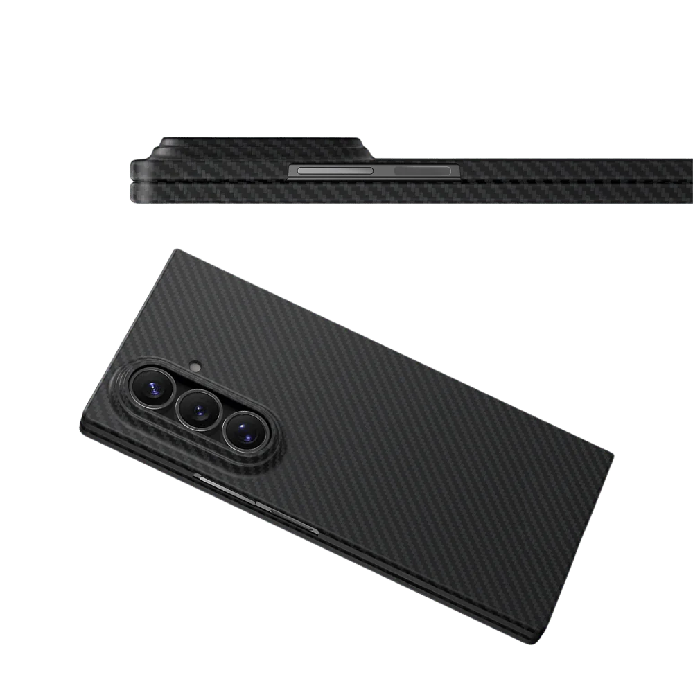 Samsung Galaxy Z Fold7 Carbon Case, 0.6mm Thin Carbon Fiber Kevlar Case - Black