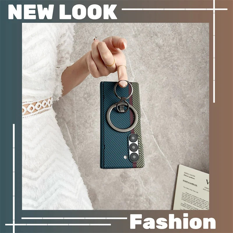 Samsung Galaxy Z Fold7 Carbon Case with Hinge Protection and Front inbuilt Glass and Magsafe Cover - Blue