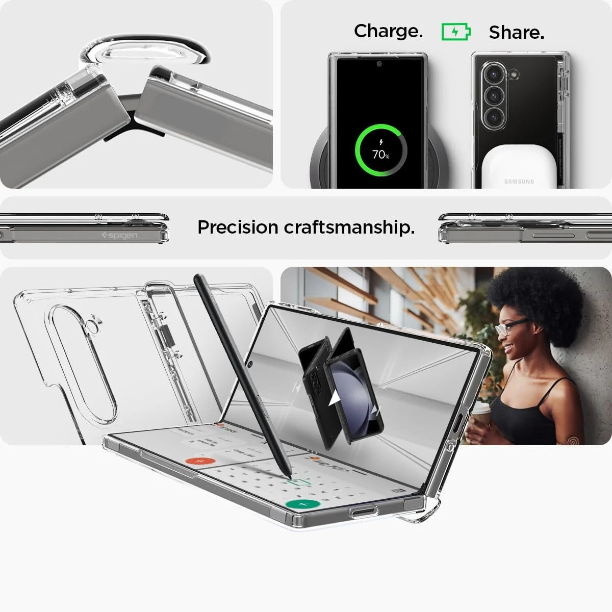 Samsung Galaxy Z Fold6 Cristal Clear Soft TPU Back Cover with Hinge Protection - Transparent