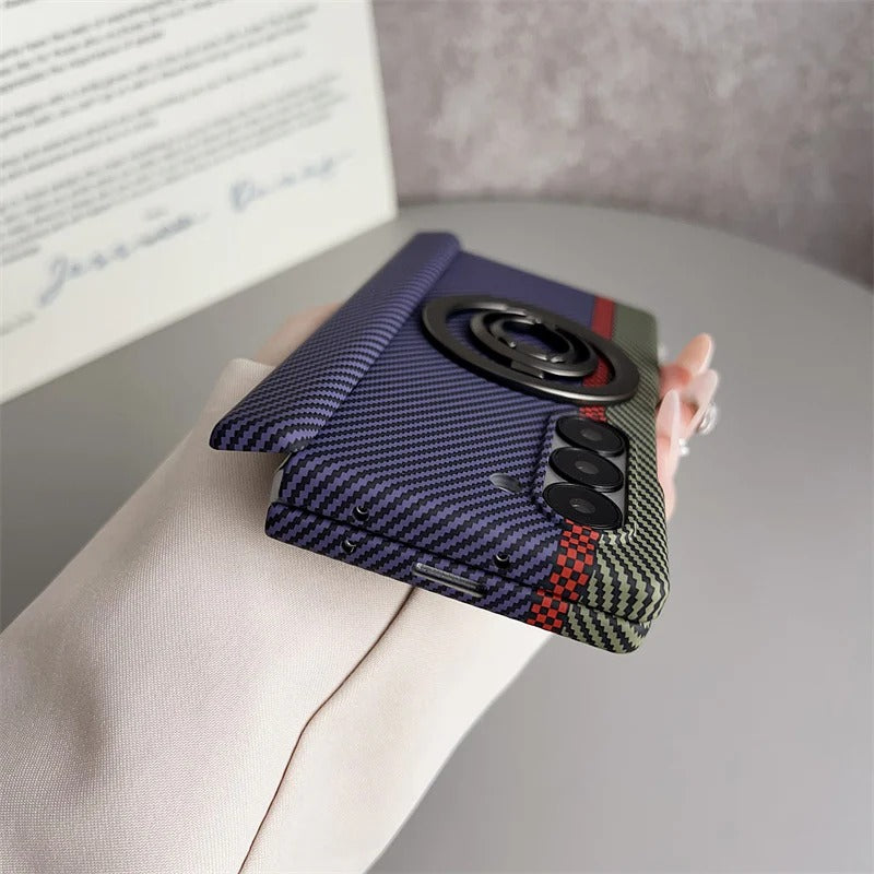Samsung Galaxy Z Fold7 Carbon Case with Hinge Protection and Front inbuilt Glass and Magsafe Cover - Purple