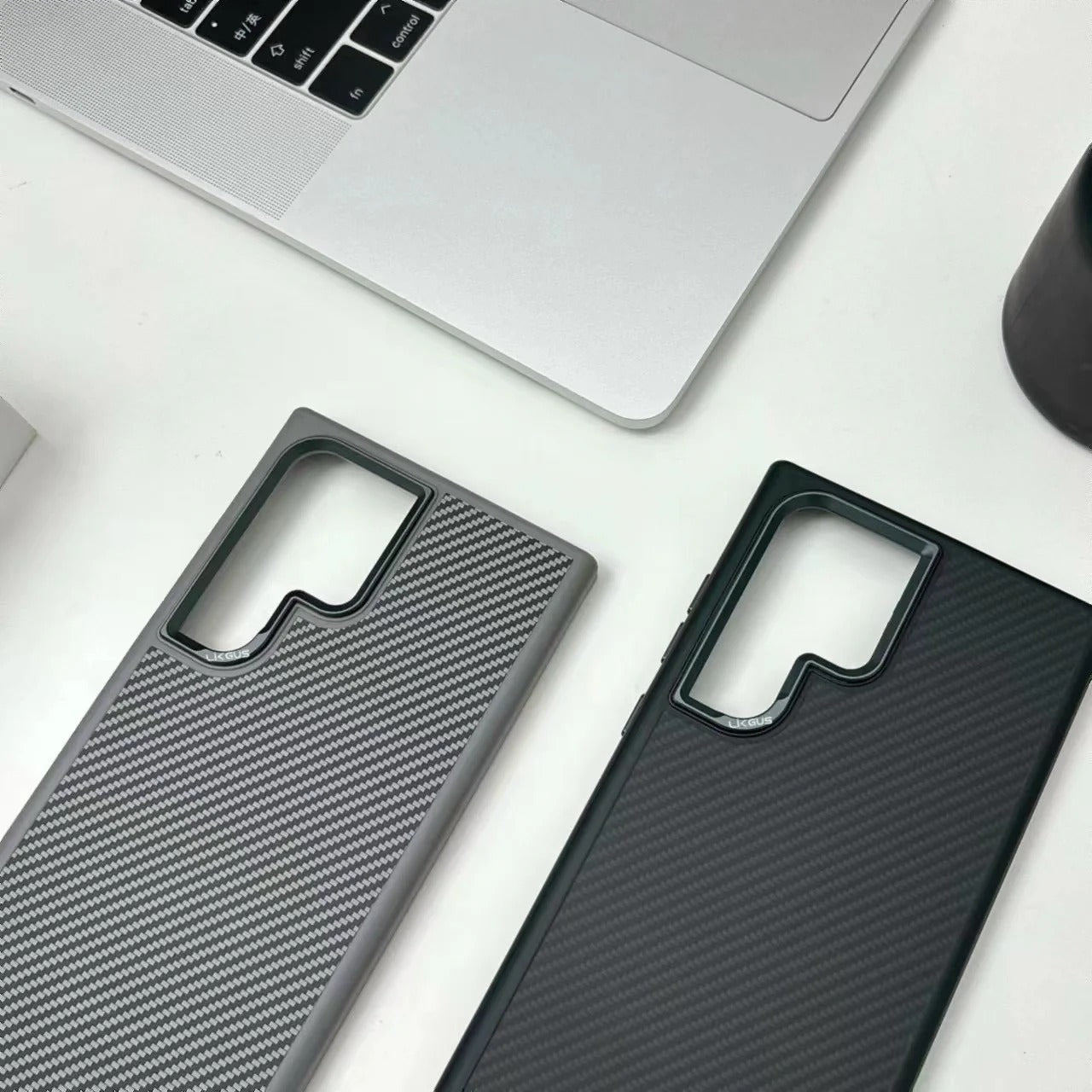 Samsung Galaxy S24 Ultra Matte Finish Defender Series Carbon Case with Metal Camera Protection - Black