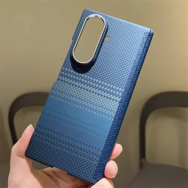 Samsung Galaxy Z Fold7 Slim Carbon Case, 0.6mm Thin Carbon Fiber Case with Magsafe, Hinge Protection & Front Glass - Blue