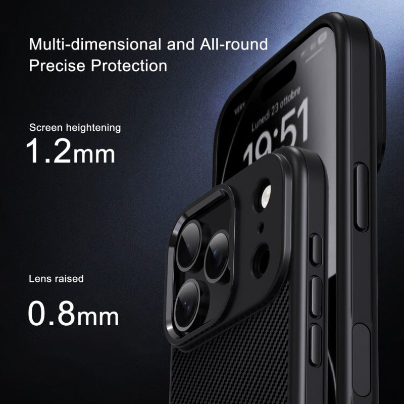 iPhone 17 Pro Max Soft Carbon Texture Case with Camera Control Button and Magsafe - Black