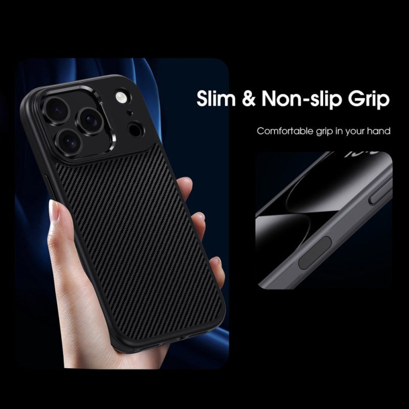 iPhone 17 Pro Max Soft Carbon Texture Case with Camera Control Button and Magsafe - Black