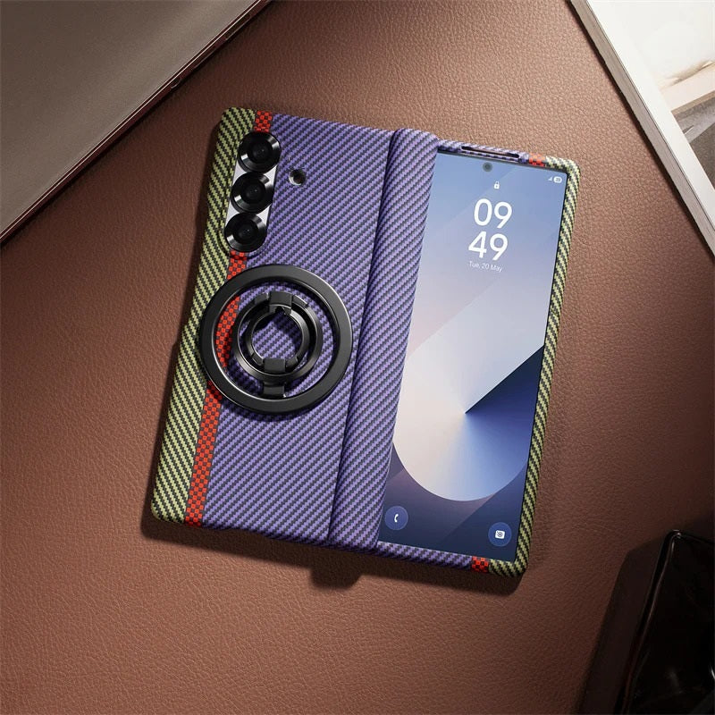 Samsung Galaxy Z Fold7 Carbon Case with Hinge Protection and Front inbuilt Glass and Magsafe Cover - Purple