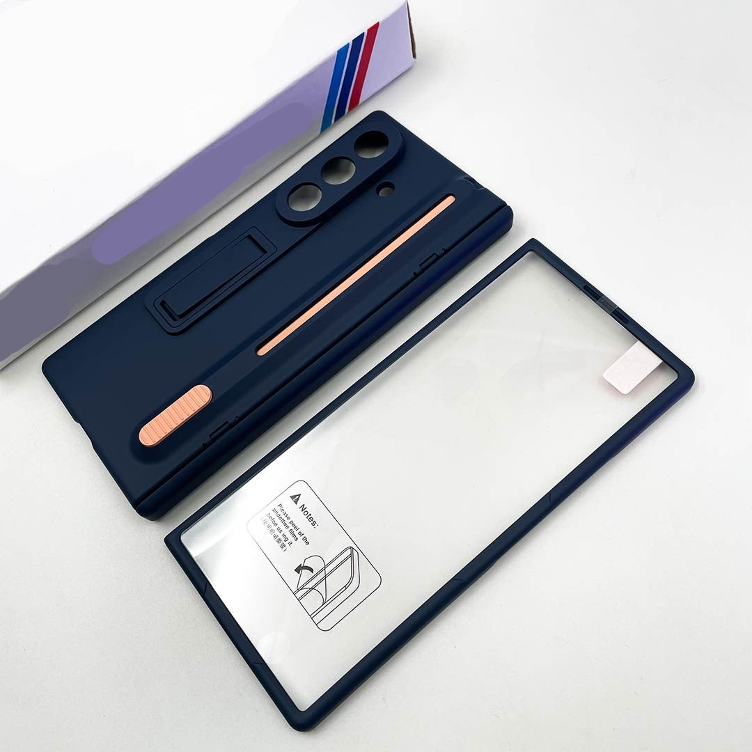 Samsung Galaxy Z Fold7 Spen Case, Skin Feel Matte Kickstand with Hinge Protection In Built Front Glass