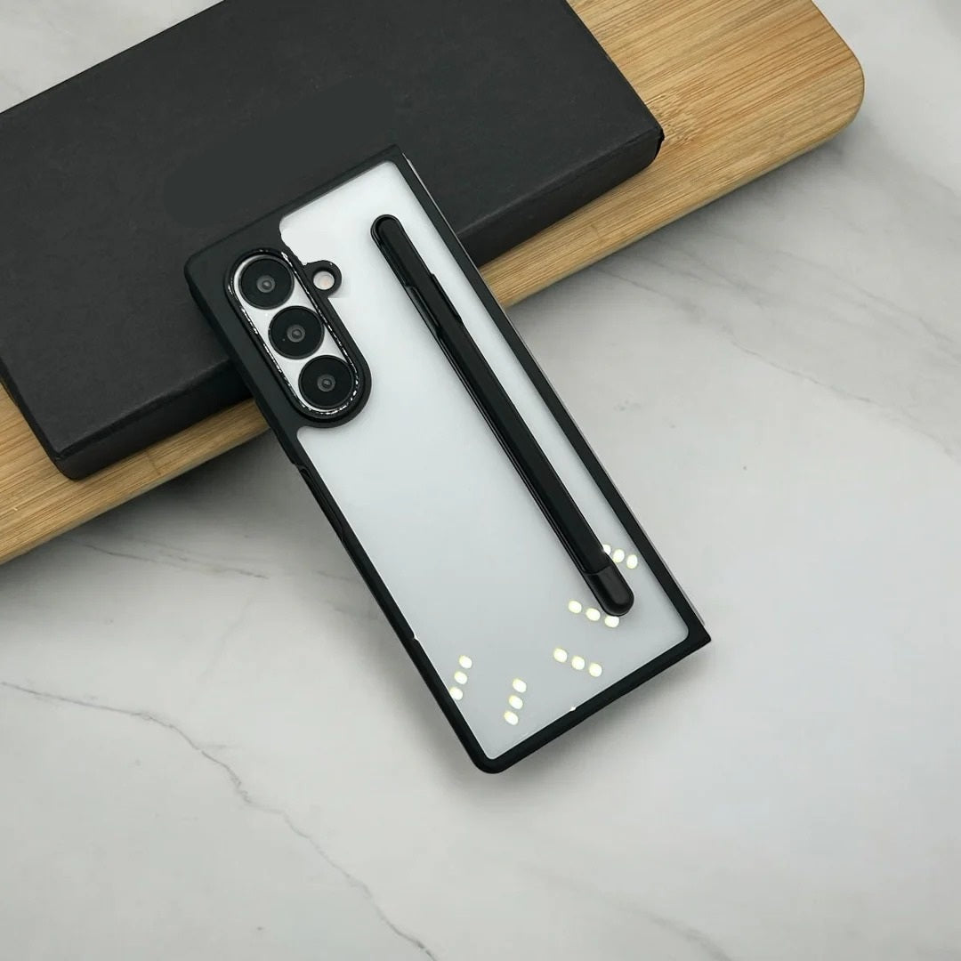 Samsung Galaxy Z Fold7 S-Pen Case, Anti-Yellowing Shockproof Hybrid Case with Hinge Protection - Black