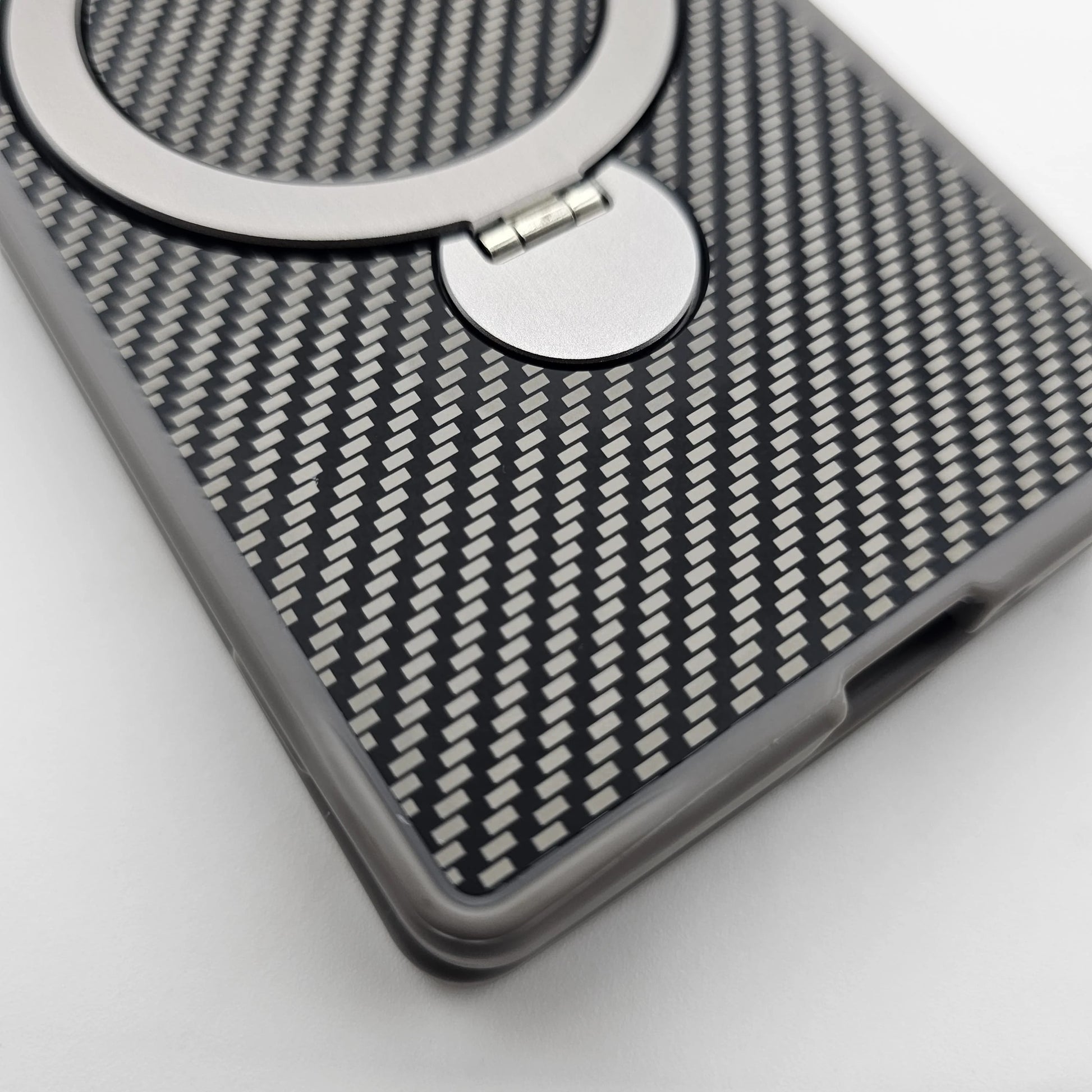 Samsung Galaxy Z Fold7 Carbon Case with Corner Bump and Magnetic Magsafe Ring Kickstand - Grey