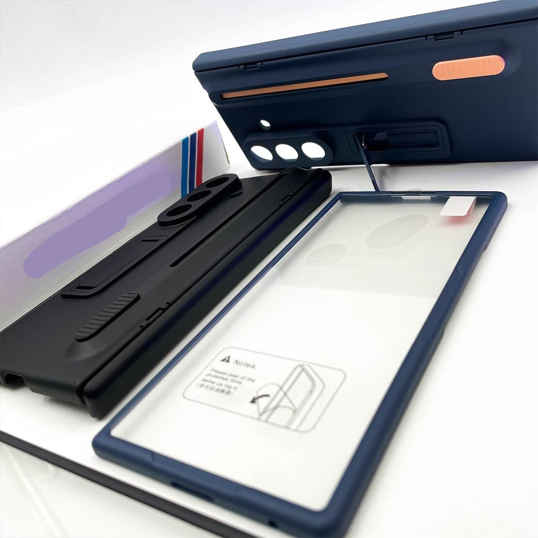 Samsung Galaxy Z Fold7 Spen Case, Skin Feel Matte Kickstand with Hinge Protection In Built Front Glass