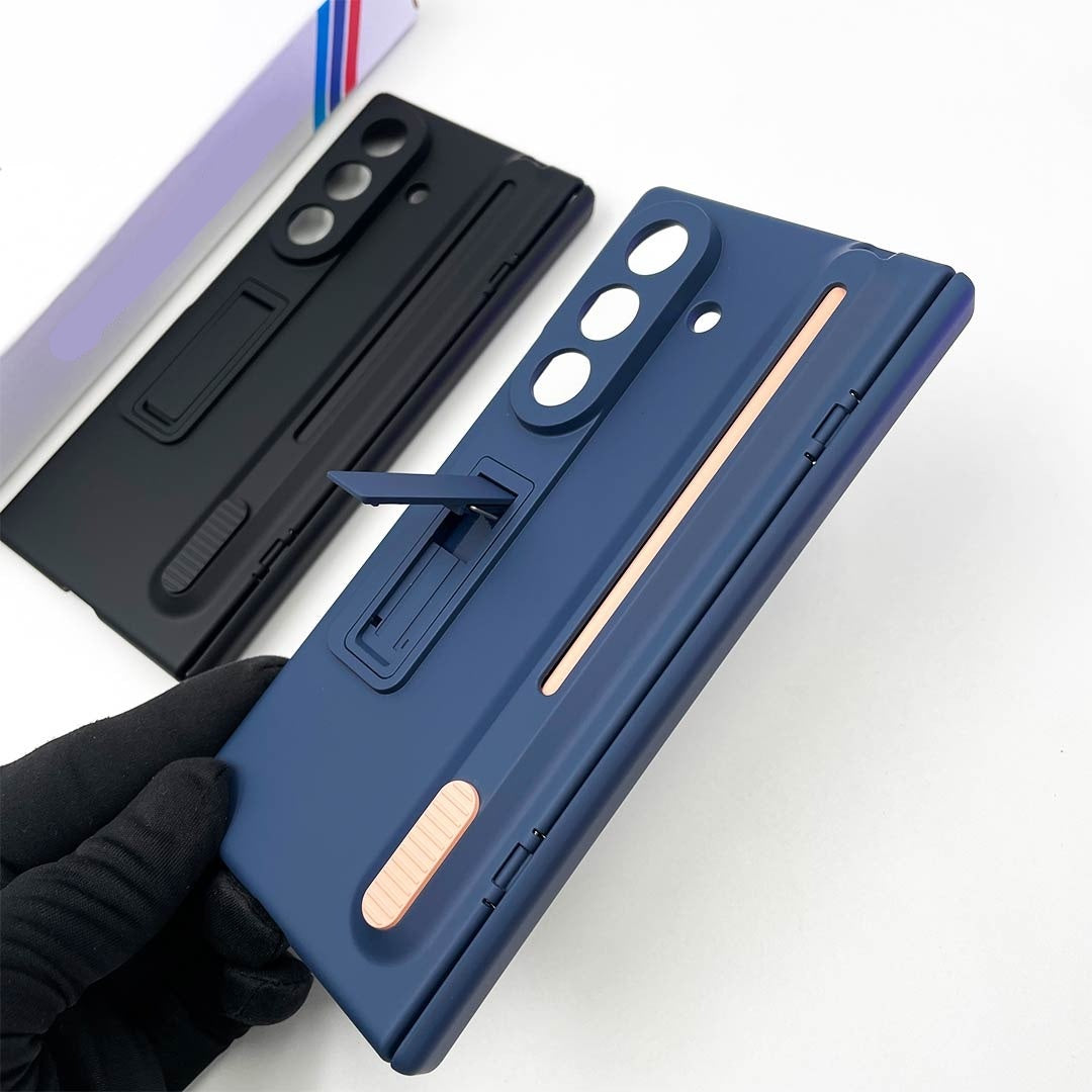 Samsung Galaxy Z Fold7 Spen Case, Skin Feel Matte Kickstand with Hinge Protection In Built Front Glass