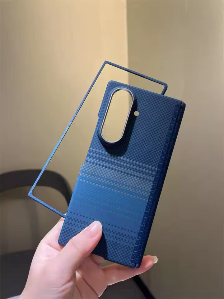 Samsung Galaxy Z Fold7 Slim Carbon Case, 0.6mm Thin Carbon Fiber Case with Magsafe, Hinge Protection & Front Glass - Blue