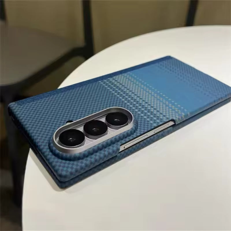 Samsung Galaxy Z Fold7 Slim Carbon Case, 0.6mm Thin Carbon Fiber Case with Magsafe, Hinge Protection & Front Glass - Blue
