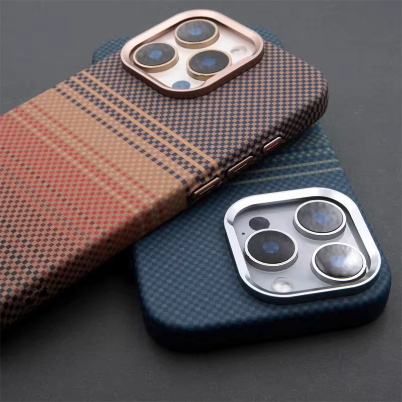 iPhone 16 Pro Carbon Case, Luxo Life Carbon Texture with Metal Camera Protection Magsafe Case - Blue