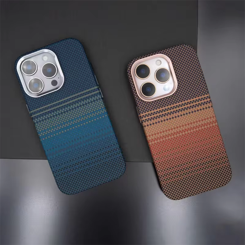 iPhone 16 Pro Carbon Case, Luxo Life Carbon Texture with Metal Camera Protection Magsafe Case - Blue