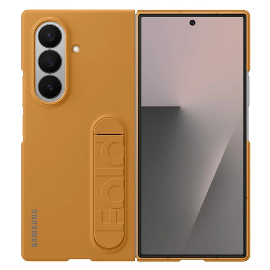 Samsung Z Fold7 Silicon Case Kickstand with Logo - Tan Brown