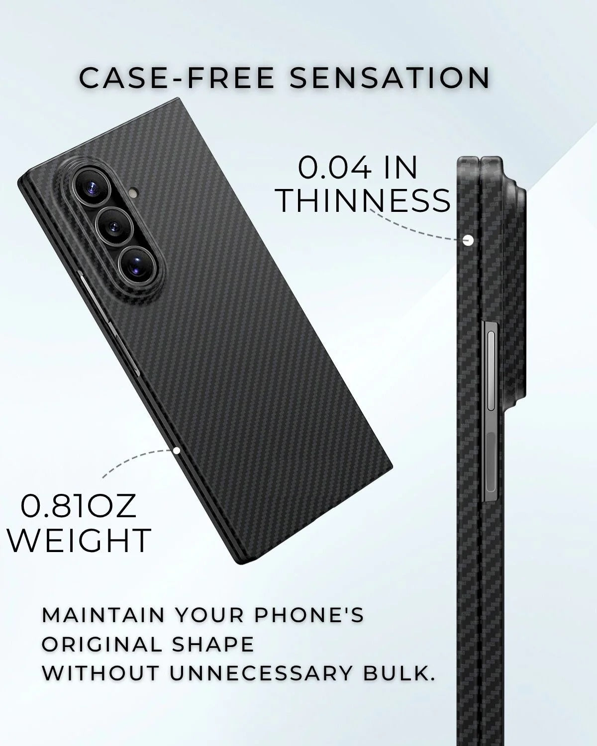 Samsung Galaxy Z Fold7 Carbon Case, 0.6mm Thin Carbon Fiber Kevlar Case - Black