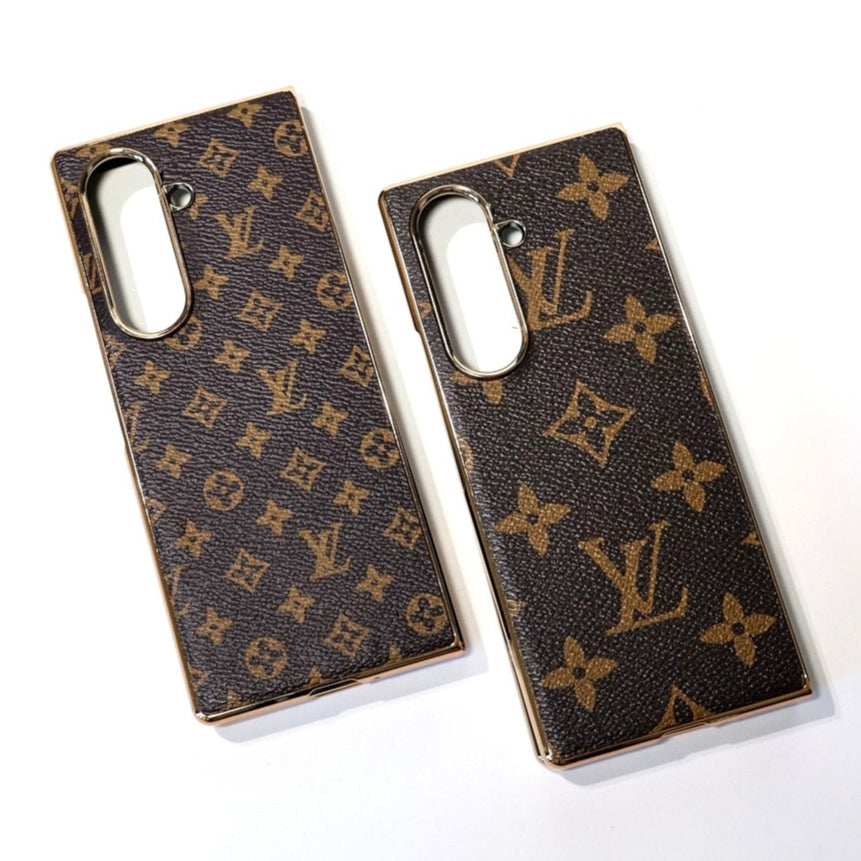 Samsung Galaxy Z Fold7 LV Leather Case, Gold Electroplated Luxurious P