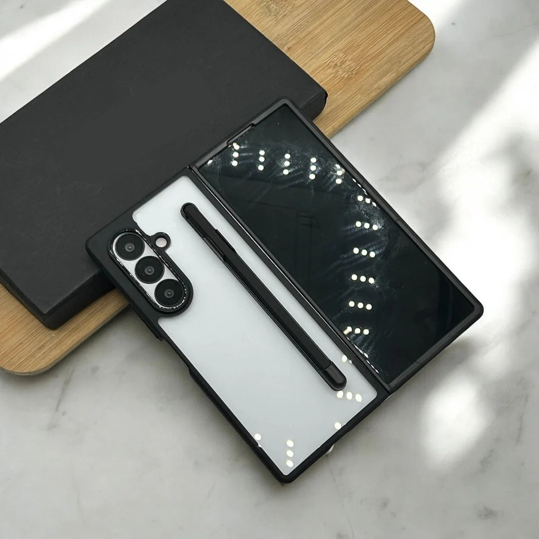 Samsung Galaxy Z Fold7 S-Pen Case, Anti-Yellowing Shockproof Hybrid Case with Hinge Protection - Black